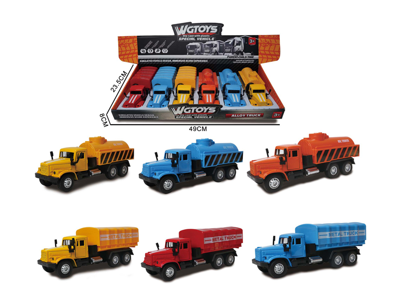 Pull Back Alloy Transport Oil Tanker Truck 6PCS