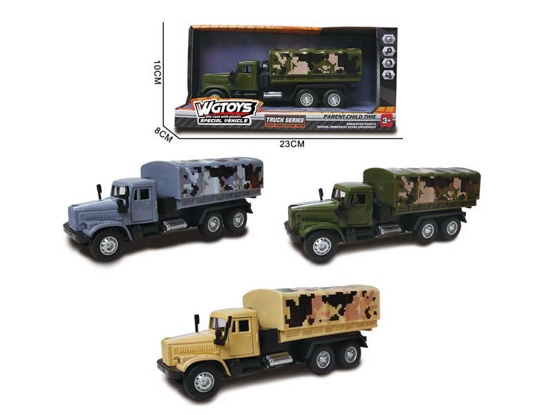 Pull Back Alloy Military Truck Transport Vehicle