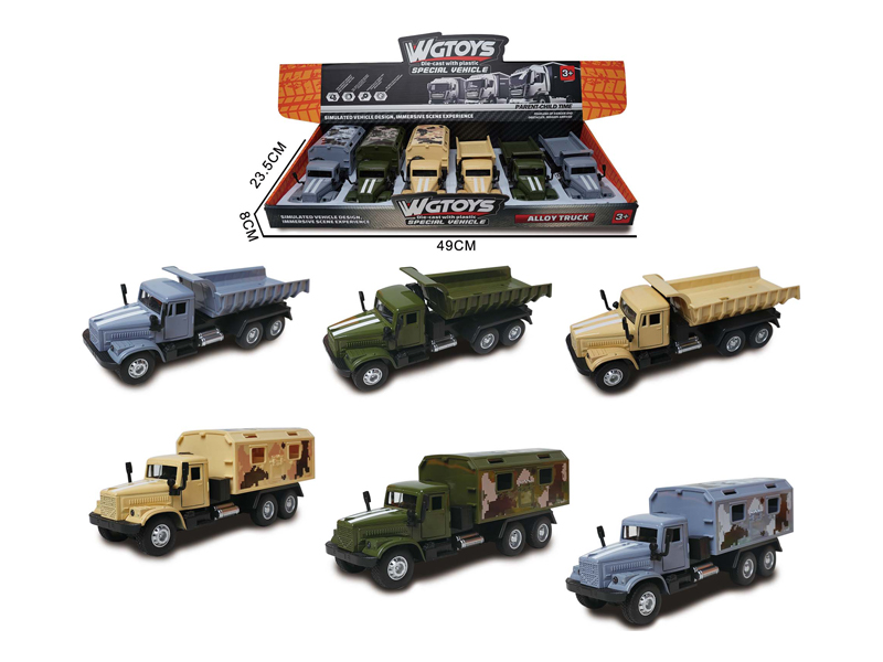 Pull Back Alloy Military Medical Dump Truck 6PCS
