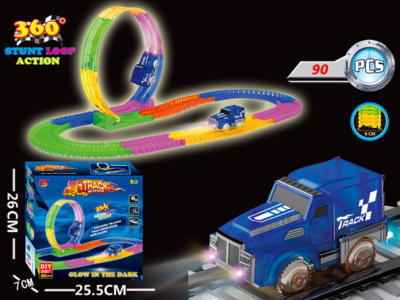 Roller Coaster Track Car Toy(Glow In The Dark)90pcs