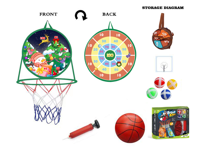 Christmas Baketball Board Sticky Ball Target 2 In 1