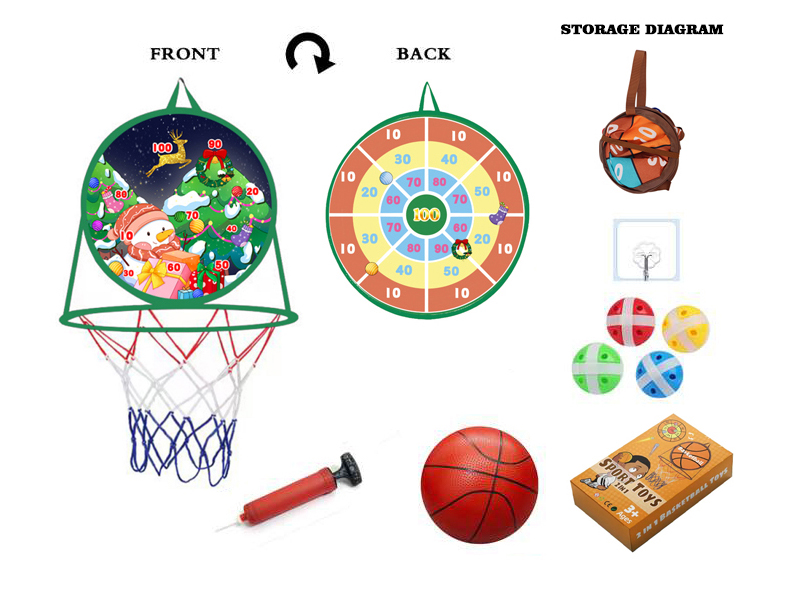 Christmas Baketball Board Sticky Ball Target 2 In 1
