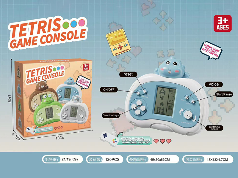 Blue Dinosaur Classic Tetris Game Console