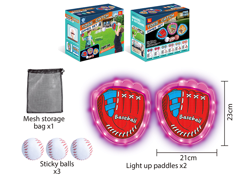 Toss&Catch Games Set(Light-Up Hand Targets, 3 Softballs, Mesh Storage Bag)