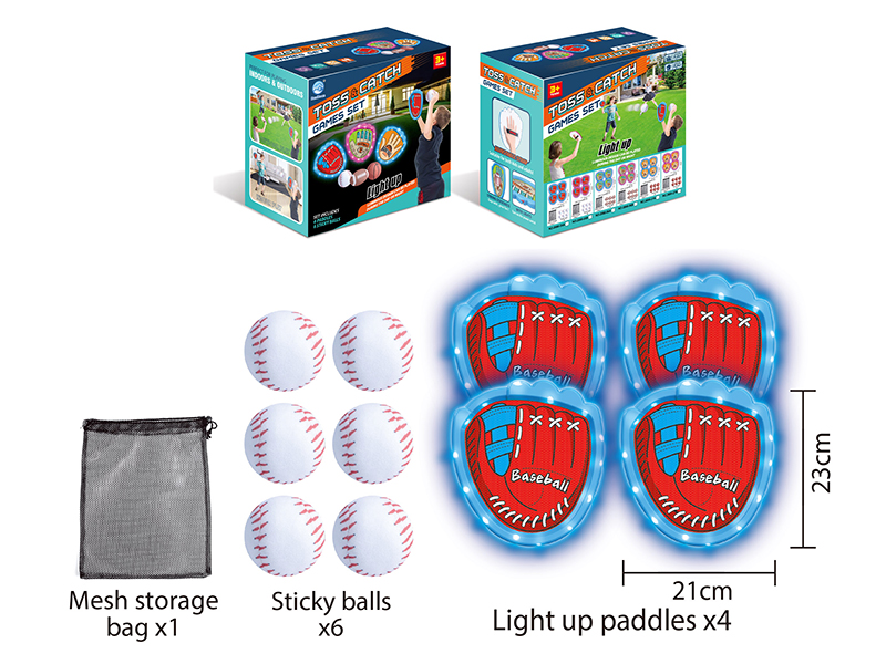 Toss&Catch Games Set(Light-Up Hand Targets, 6 Softballs, Mesh Storage Bag)