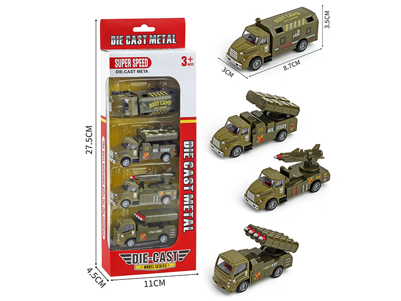 Pull Back Alloy Military Trucks
