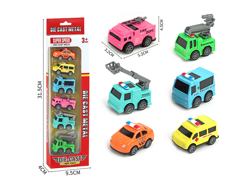 Pull Back Alloy City Cartoon Cars