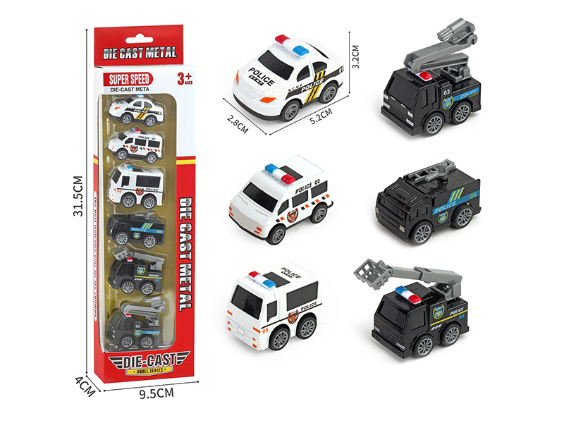 Pull Back Alloy Police Cars