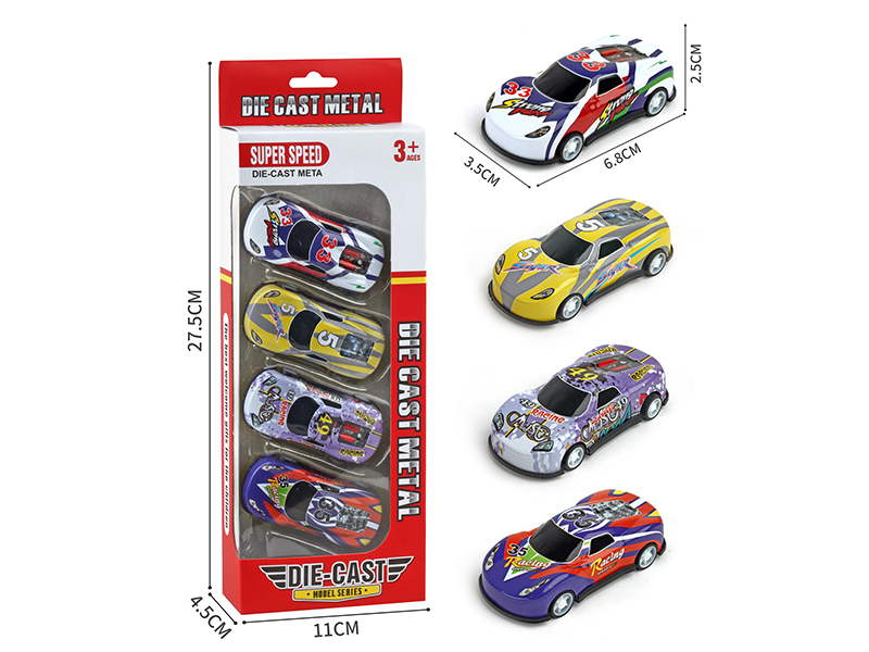 Pull Back Iron Racing Cars