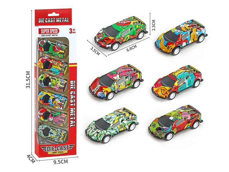 Pull Back Iron Graffiti Sports Cars