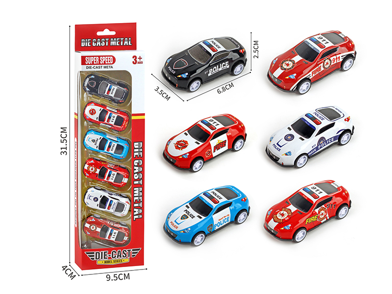 Pull Back Iron Police Cars