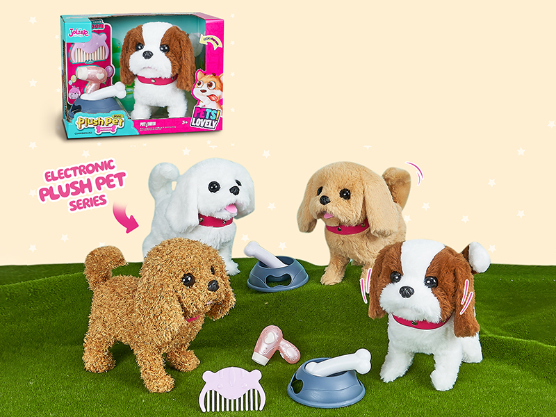 Electric Plush Large Dog + Hairdryer + Comb + Dog Bowl + Bone