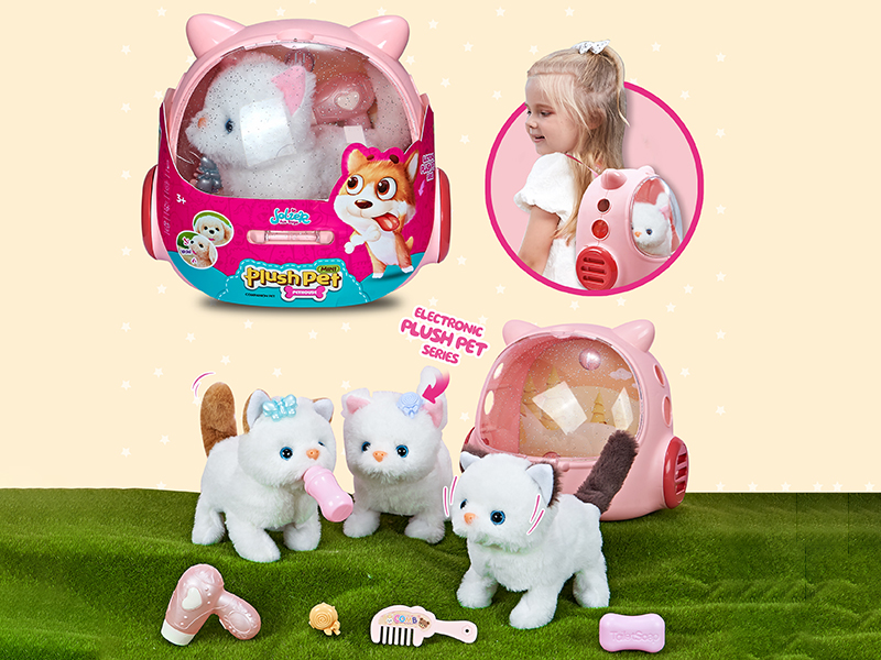 B/O Plush Small Cat + Pet Backpack + Accessories + Hair Dryer