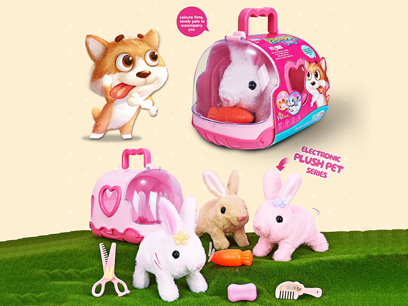 B/O Plush Small Rabbit + Pet Cage + Accessories