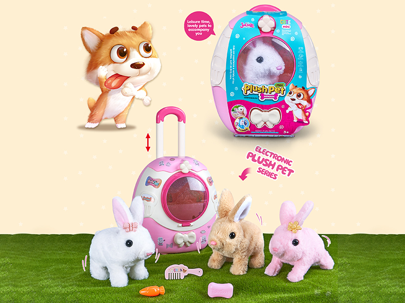 Electric Plush Rabbit + Trolley Case + Hairpin*2 + Comb + Carrot + Soap