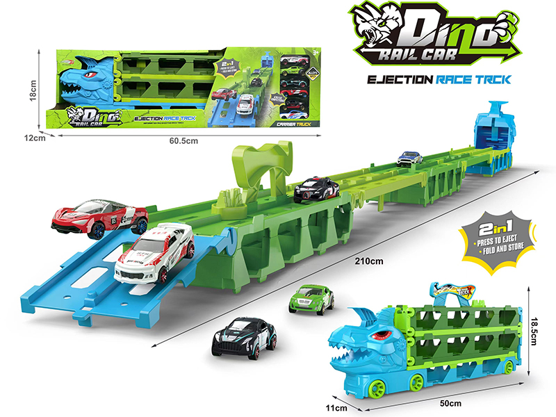 Dinosaur Rail Car Ejection Race Track