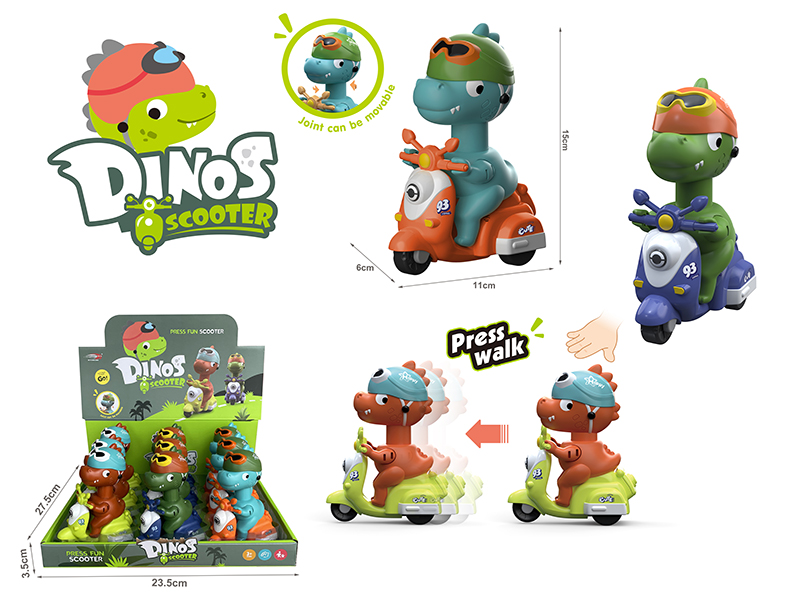 Press Cartoon Dinosaur Motorcycles 9pcs