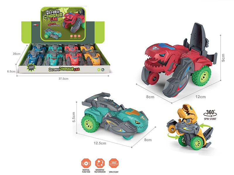 Friction Deformation Dinosaur Car 8pcs