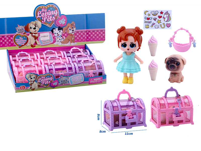 Surprise Doll With Dog, Ice Cream, Basket, Sticker(9 Treasure Box)