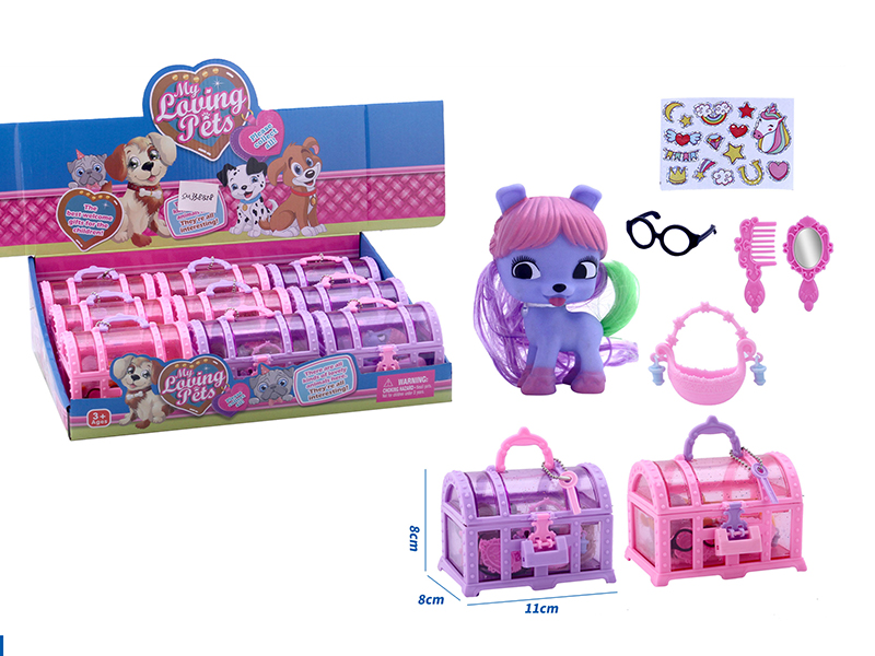 Dog With Comb,  Mirror, Basket, Glasses, Sticker(9 Treasure Box)