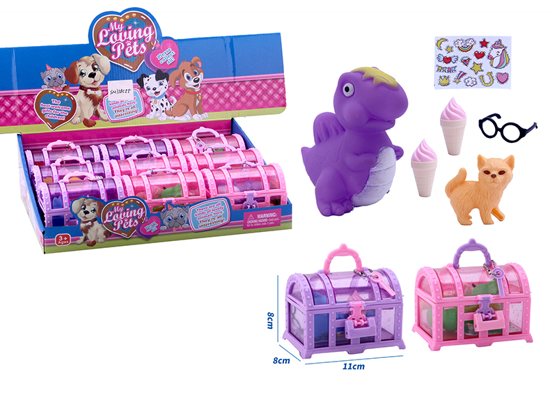 Dinosaur With Animal, Ice Cream, Glasses, Sticker(9 Treasure Box)