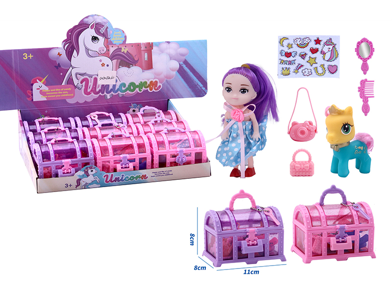 Pony With Girl Doll, Accessory Set(9 Treasure Box)