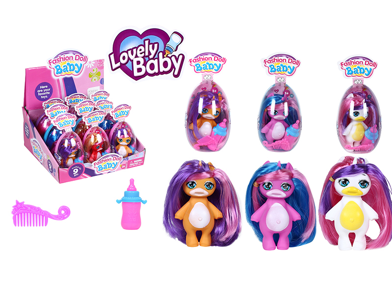 Egg Packing Unicorn Toy With Comb, Bottle 9pcs