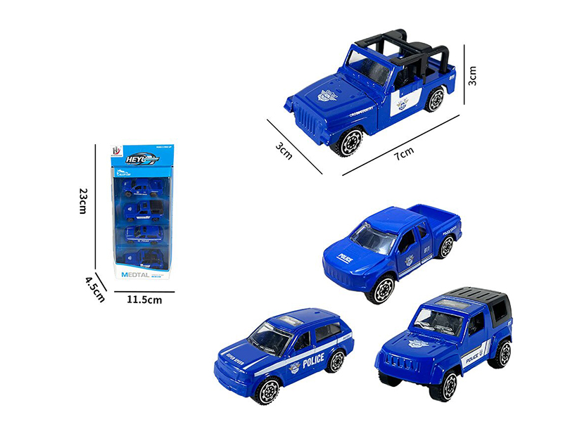 Slide Alloy Police Car 4pcs