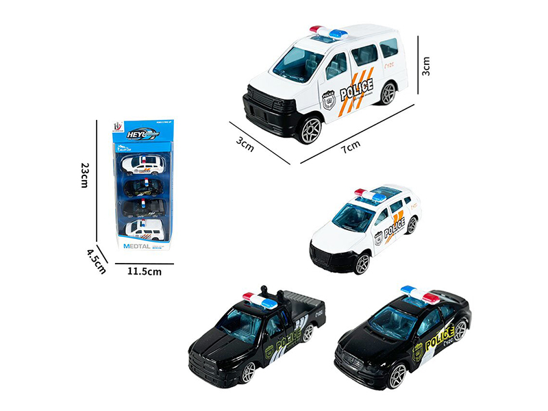 Slide Alloy Police Car 4pcs