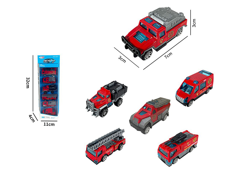 Slide Alloy Fire Engine 6pcs