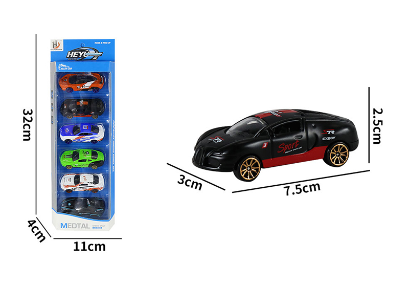 1:64 Slide Alloy Racing Car 6pcs