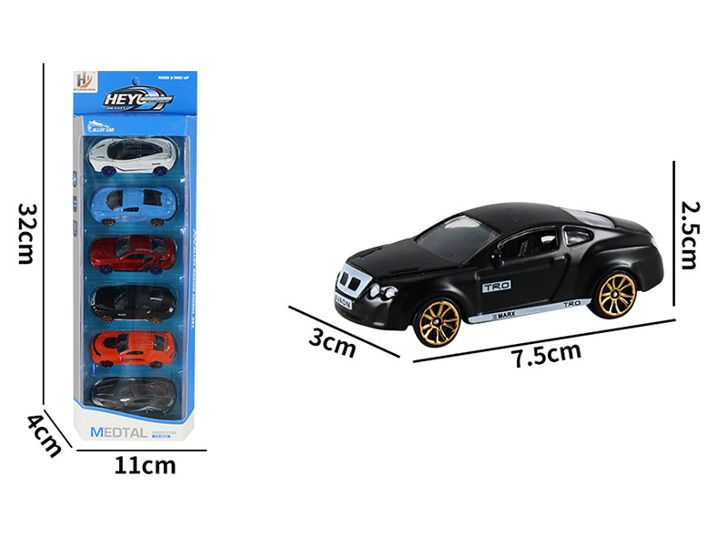 1:64 Slide Alloy Simulation Car 6pcs