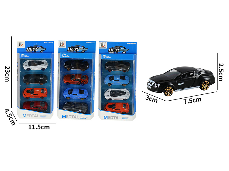1:64 Slide Alloy Simulation Car 4pcs