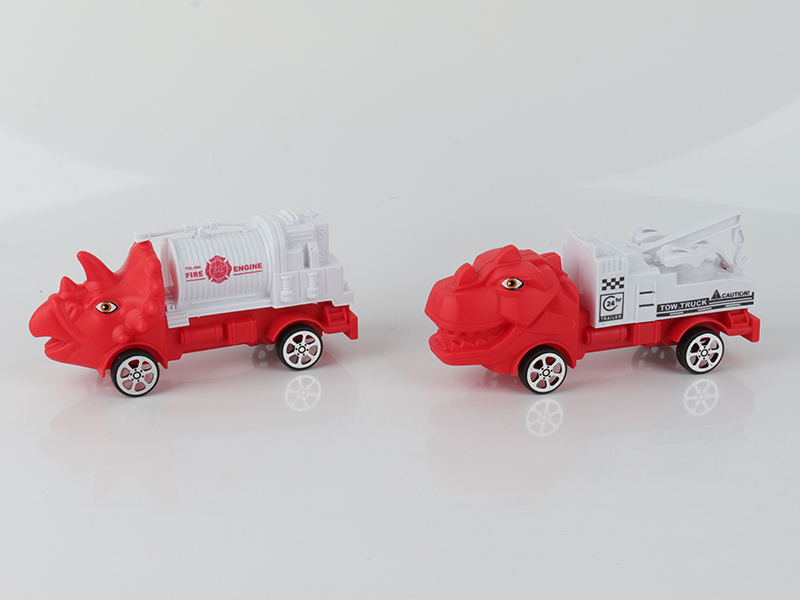 Pull Back Dinosaur Fire Engines 2pcs