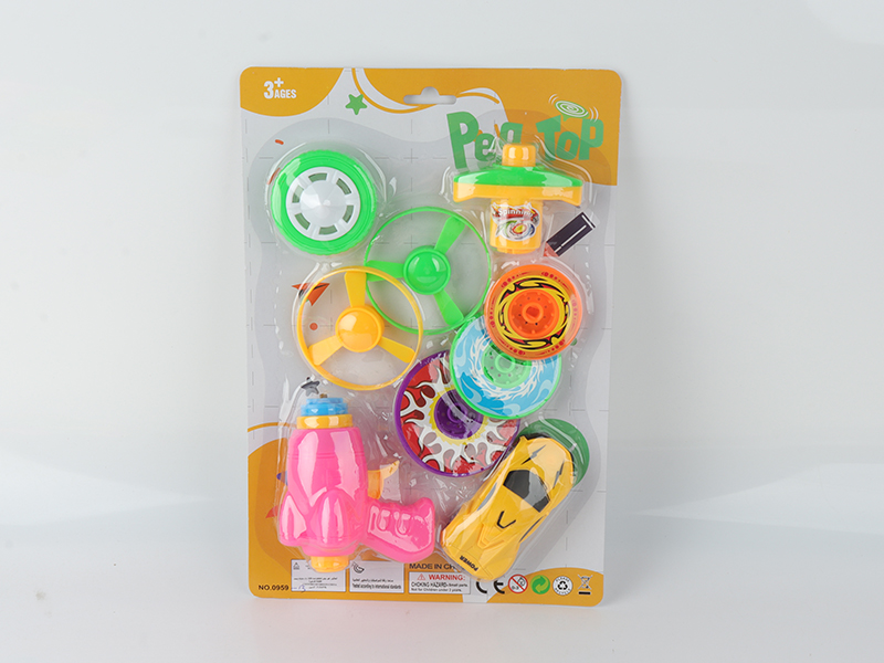 Spinning Top Toy(Launcher + Pull Back Car + Top With Lights + 3 Layers Stacked Peg-Top + 2 Flying Saucer)