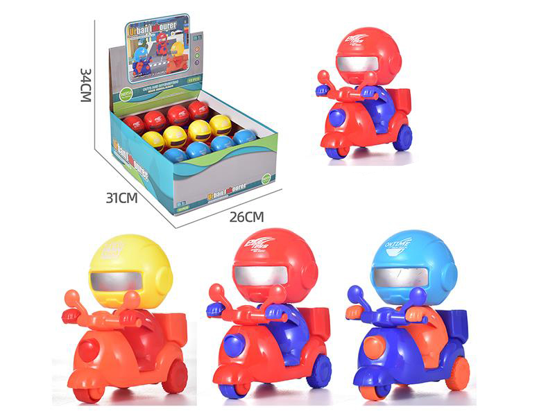 Delivery Guy Friction Three Wheeled Motorcycles 12pcs