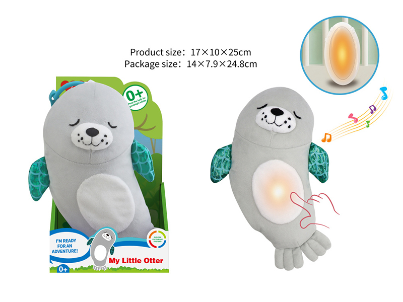 Plush Sea Otter Soothing Toy With Light And Music