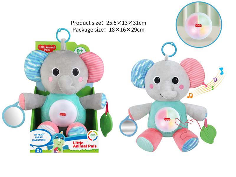 Plush Elephant Soothing Toy With Light And Music