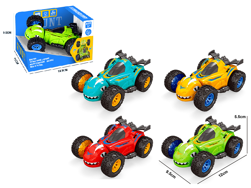 Friction Stunt Rotating Dinosaur Car With Lights 1pcs