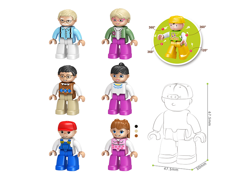 6 In 1 Large Particle Building Blocks Doll Family Series