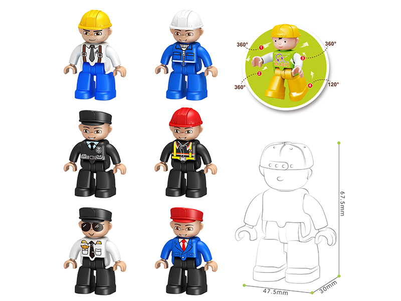 6 In 1 Large Particle Building Blocks Doll Career Series