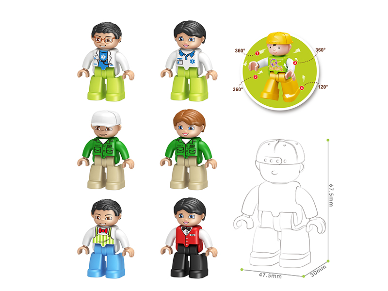 6 In 1 Large Particle Building Blocks Doll Career Series