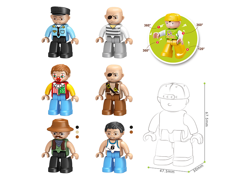 6 In 1 Large Particle Building Blocks Doll