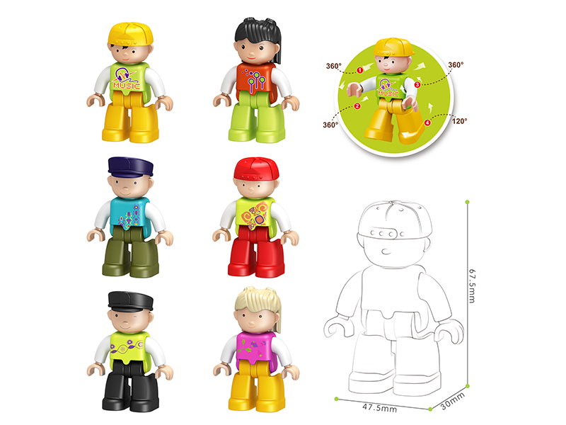 6 In 1 Large Particle Building Blocks Doll Cartoon Series