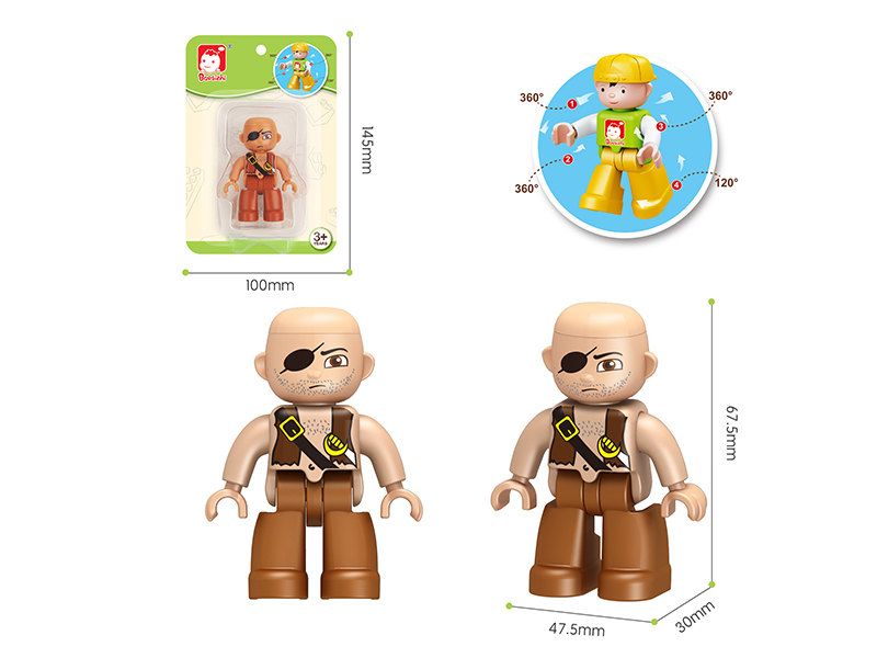Large Particle Building Blocks Doll - Pirate