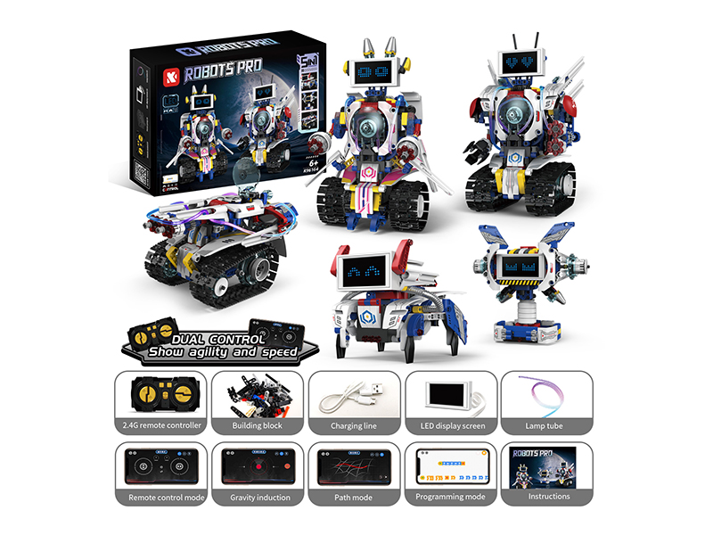 Remote Control Programming LED 5 In 1 Robot Building Blocks 603+pcs