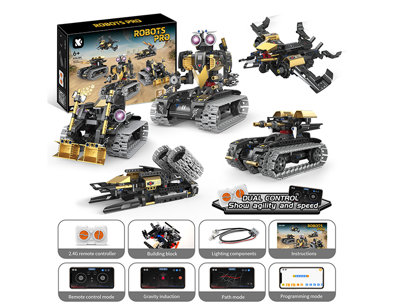 Remote Control Programming Military Warrior Robot Five Changes Building Blocks 323+pcs