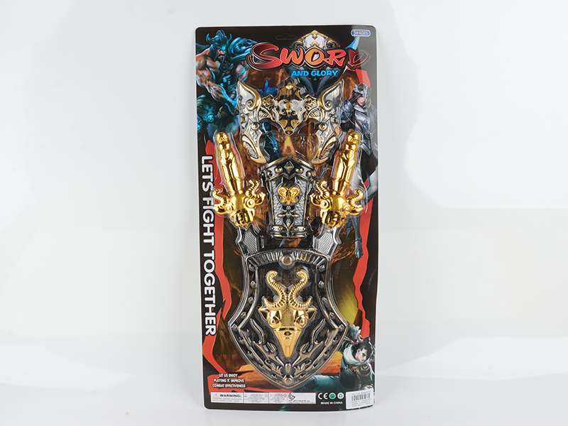 2 Electroplating Swords + Mask + Armband + Shield