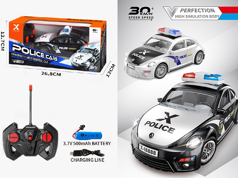1:22 4-Channel Remote Control Volkswagen Beetle Police Car 49mhz