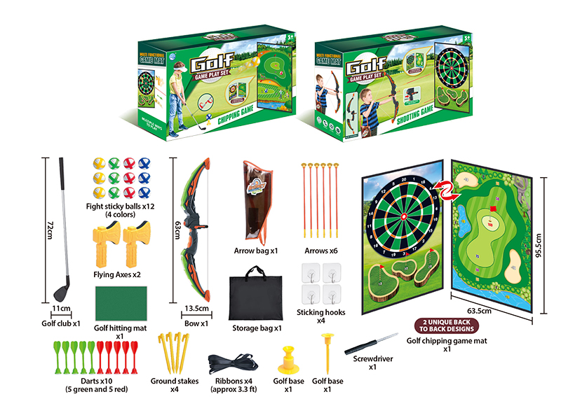 Double-Sided Game Mat Bow And Arrow Golf Game Play Set